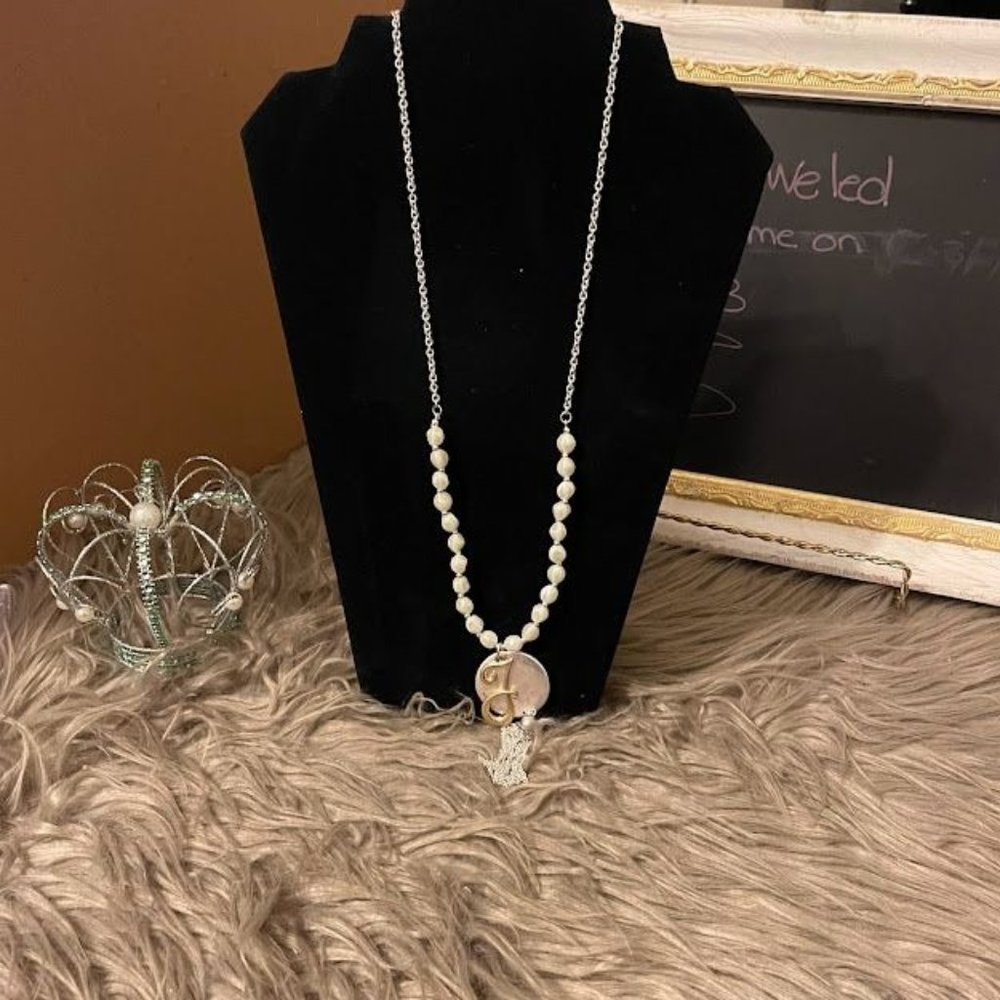 Initial Necklace " J" Long Tassel Necklace